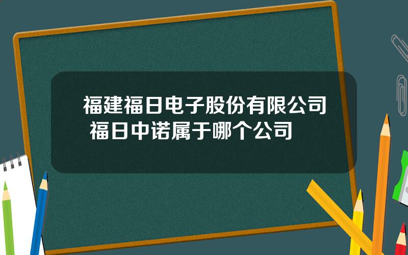 福建福日电子股份有限公司 福日中诺属于哪个公司